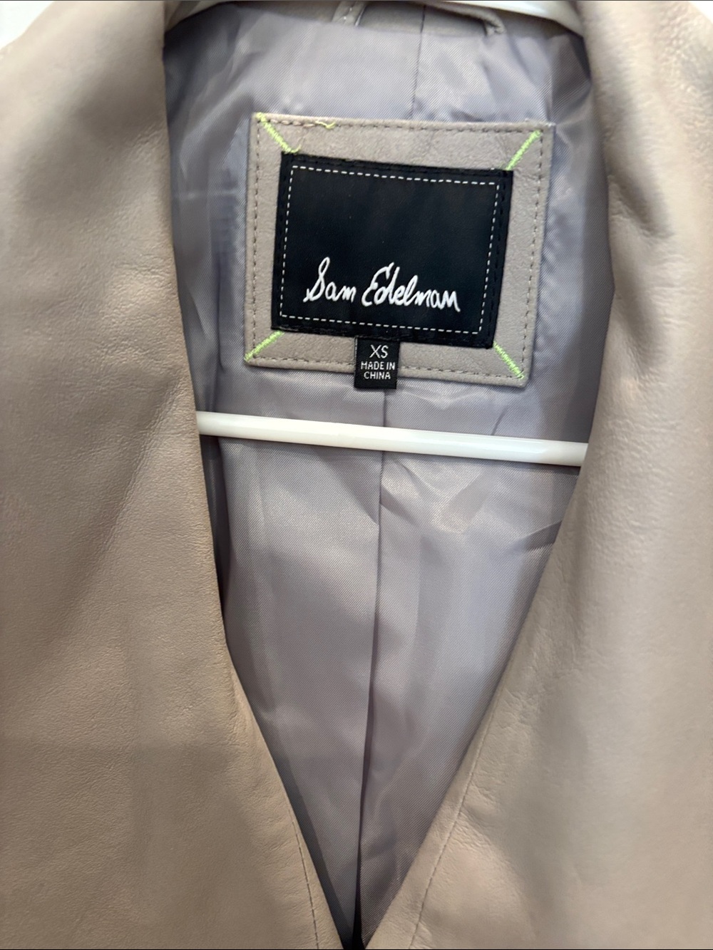 Sam Edelman Light Gray Draped Leather Moto Jacket - Picture 3 of 4